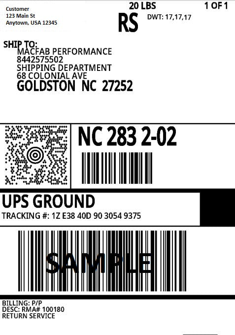 In-Bound Shipping Labels (UPS) - Per Wheel/BOX - Cost Will be added at ...