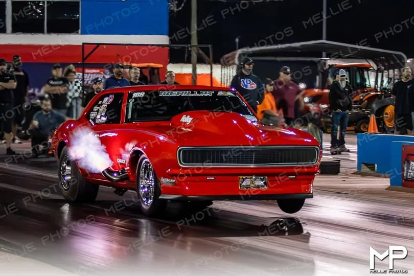 Drag racing car launching on Mac Fab beadlocks